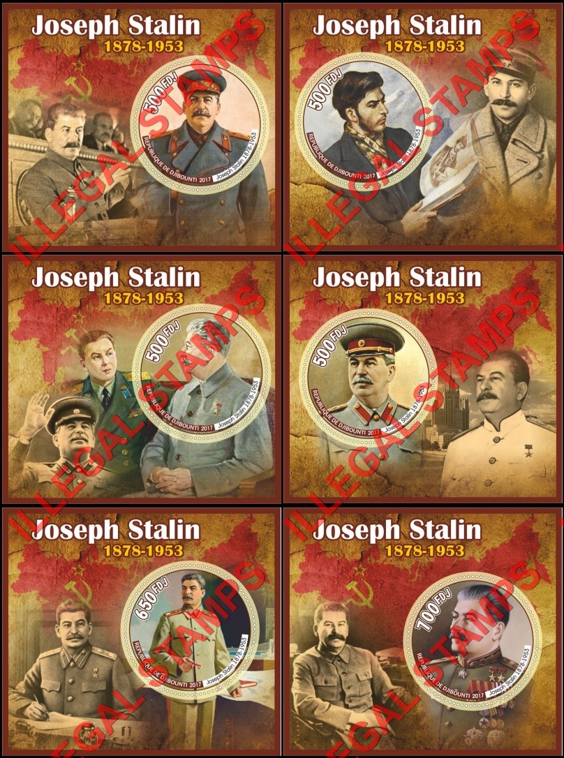 Djibouti 2017 Joseph Stalin Illegal Stamp Souvenir Sheets of 1