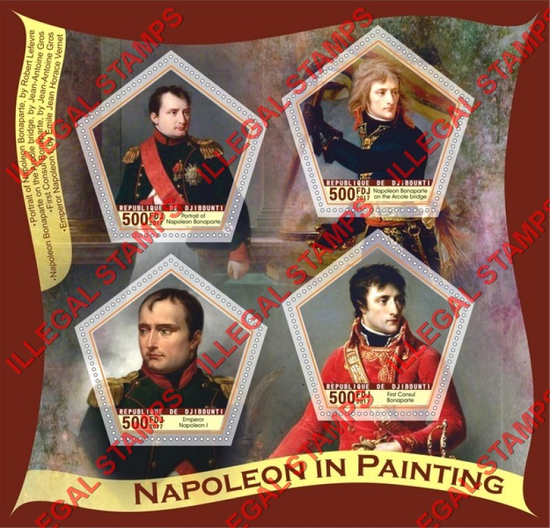 Djibouti 2017 Napoleon Bonaparte Paintings Illegal Stamp Souvenir Sheet of 4