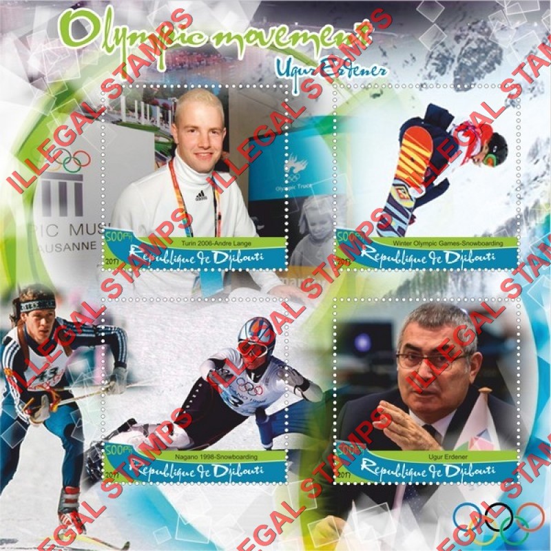 Djibouti 2017 Olympic Movement Ugur Erdener Illegal Stamp Souvenir Sheet of 4