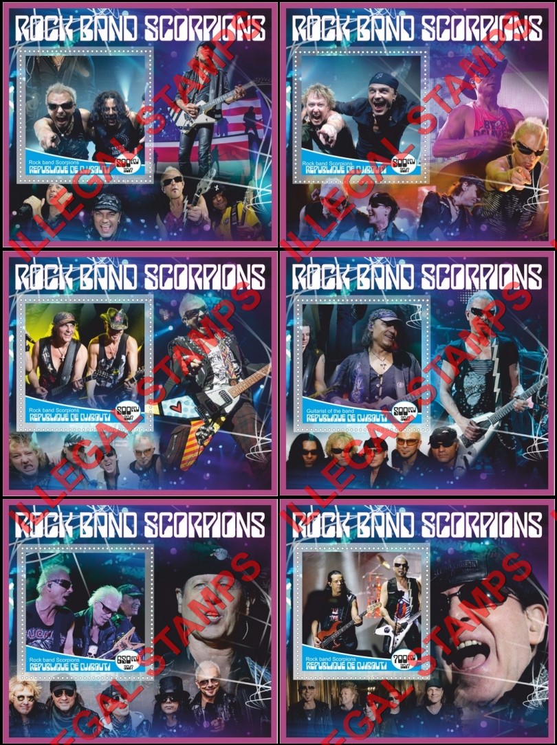 Djibouti 2017 Scorpions Rock Band Illegal Stamp Souvenir Sheets of 1