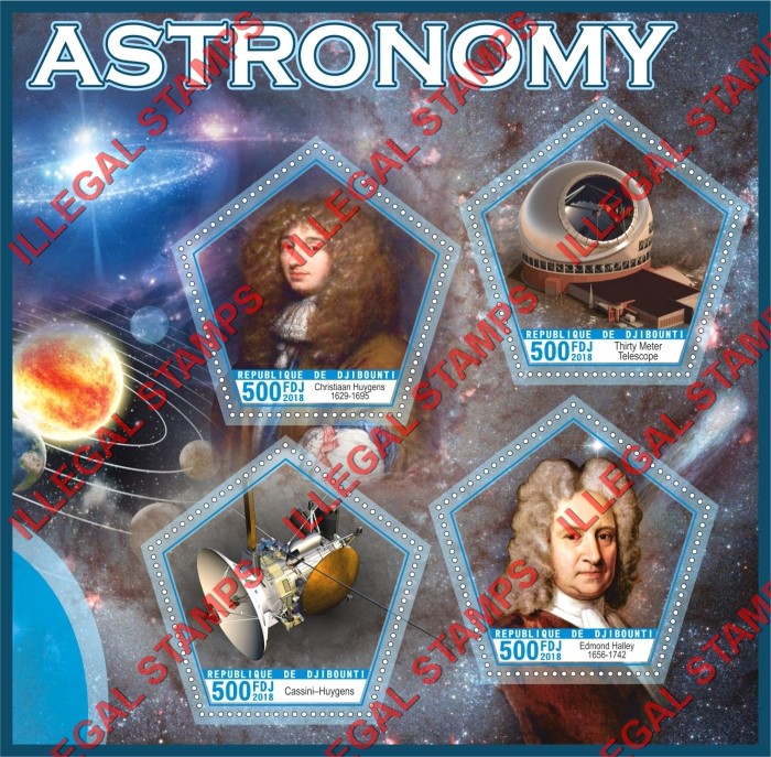 Djibouti 2018 Astronomy Illegal Stamp Souvenir Sheet of 4