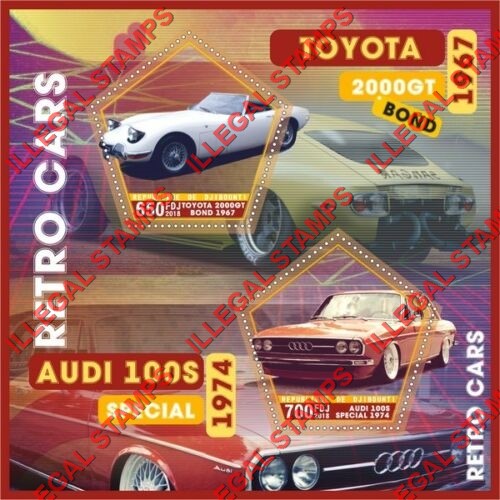 Djibouti 2018 Retro Cars Illegal Stamp Souvenir Sheet of 2