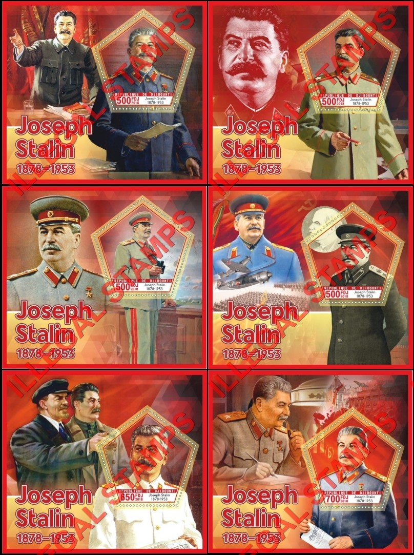 Djibouti 2018 Joseph Stalin Illegal Stamp Souvenir Sheets of 1