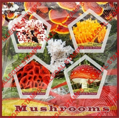 Djibouti 2018 Mushrooms Illegal Stamp Souvenir Sheet of 4