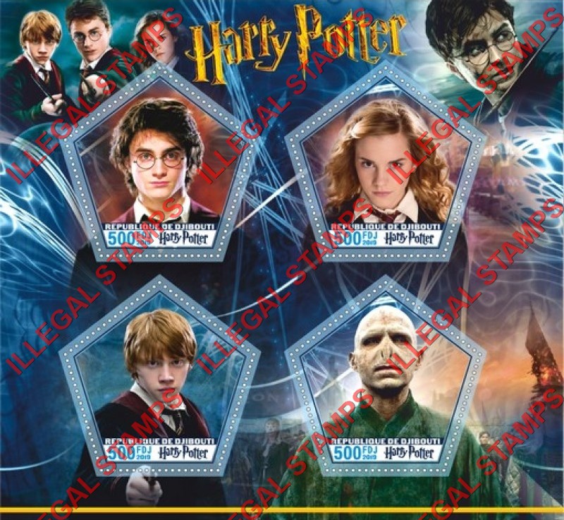 Djibouti 2019 Harry Potter Illegal Stamp Souvenir Sheet of 4