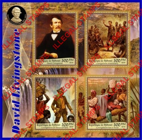 Djibouti 2019 David Livingstone Illegal Stamp Souvenir Sheet of 4