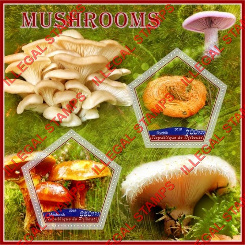 Djibouti 2019 Mushrooms Illegal Stamp Souvenir Sheet of 2