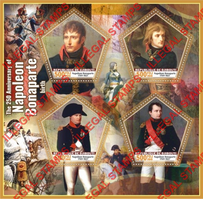 Djibouti 2019 Napoleon Bonaparte Illegal Stamp Souvenir Sheet of 4