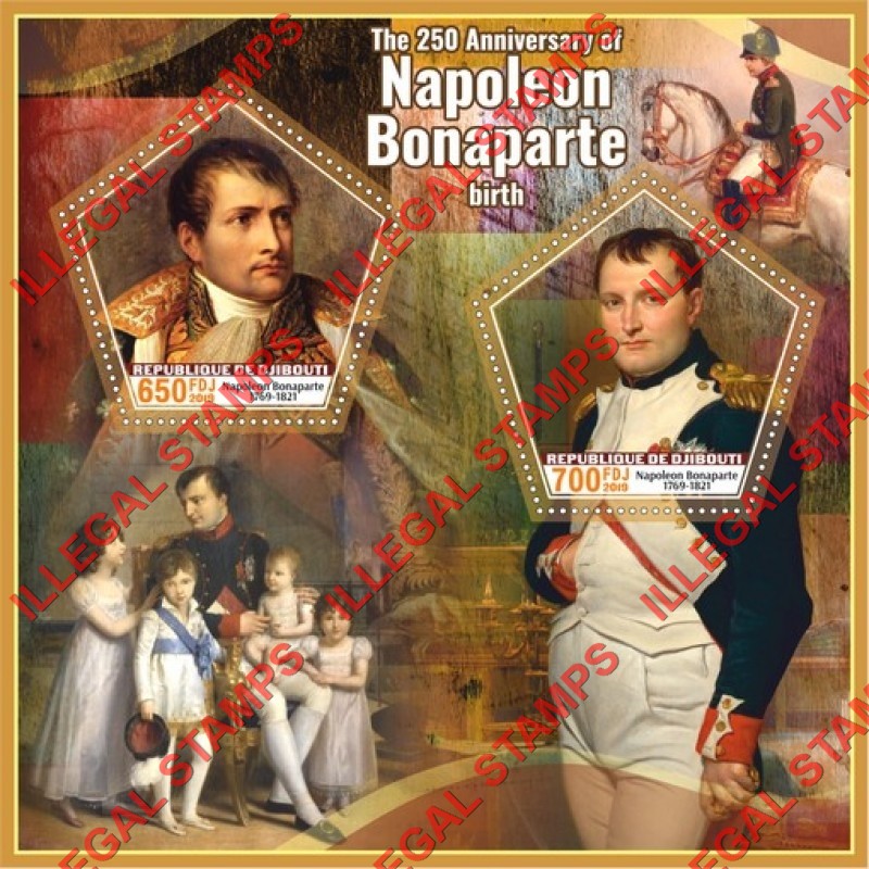 Djibouti 2019 Napoleon Bonaparte Illegal Stamp Souvenir Sheet of 2