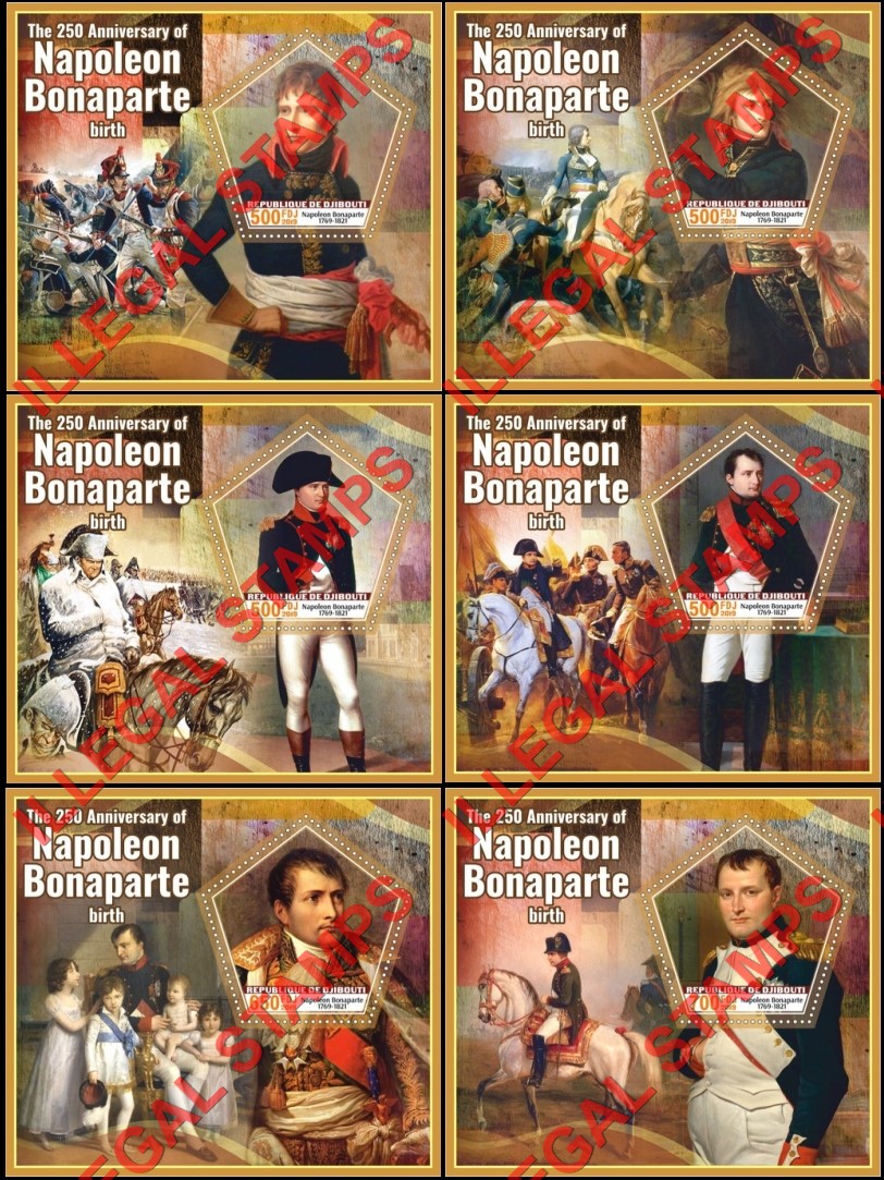 Djibouti 2019 Napoleon Bonaparte Illegal Stamp Souvenir Sheets of 1