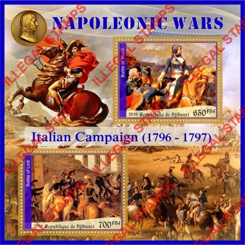 Djibouti 2019 Napoleonic Wars Illegal Stamp Souvenir Sheet of 2