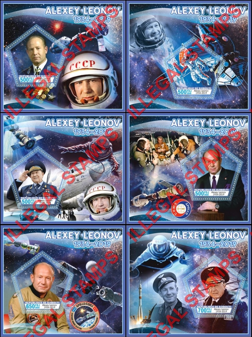 Djibouti 2019 Space Alexey Leonov Illegal Stamp Souvenir Sheets of 1