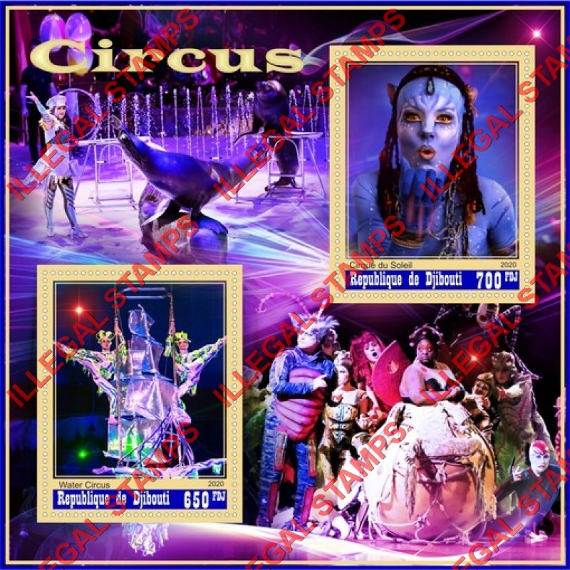 Djibouti 2020 Circus Illegal Stamp Souvenir Sheet of 2