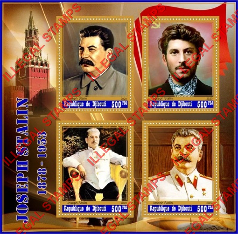 Djibouti 2020 Joseph Stalin Illegal Stamp Souvenir Sheet of 4