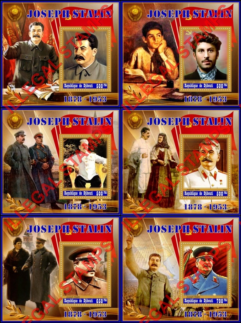 Djibouti 2020 Joseph Stalin Illegal Stamp Souvenir Sheets of 1