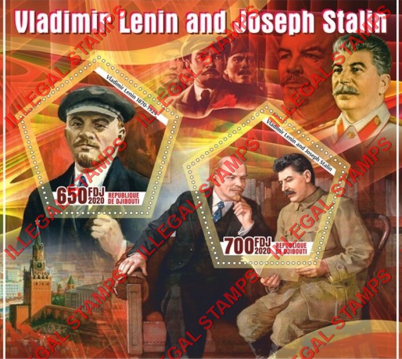 Djibouti 2020 Lenin and Stalin Illegal Stamp Souvenir Sheet of 2