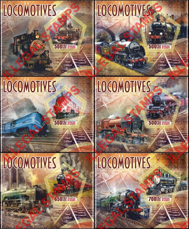 Djibouti 2020 Locomotives Illegal Stamp Souvenir Sheets of 1