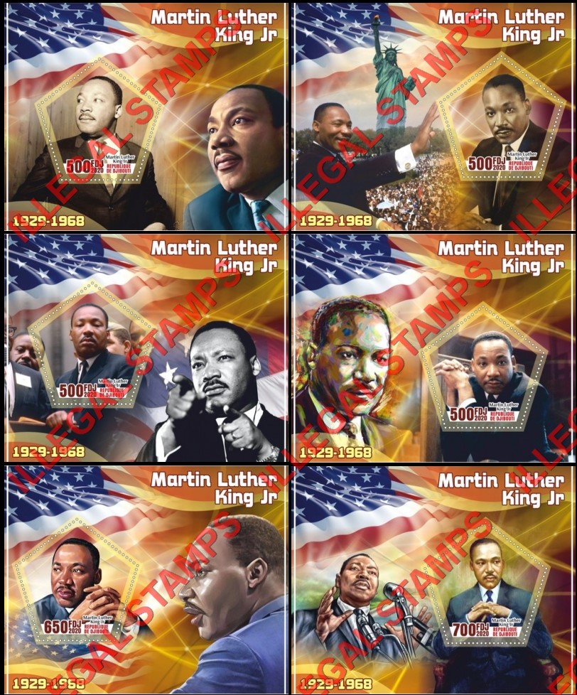 Djibouti 2020 Martin Luther King Jr. Illegal Stamp Souvenir Sheets of 1