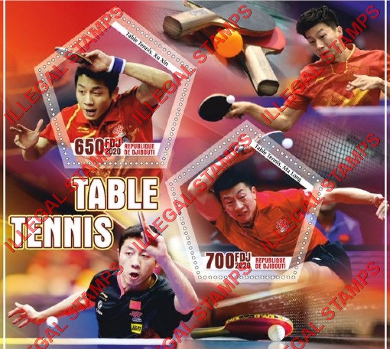 Djibouti 2020 Table Tennis Players Illegal Stamp Souvenir Sheet of 2