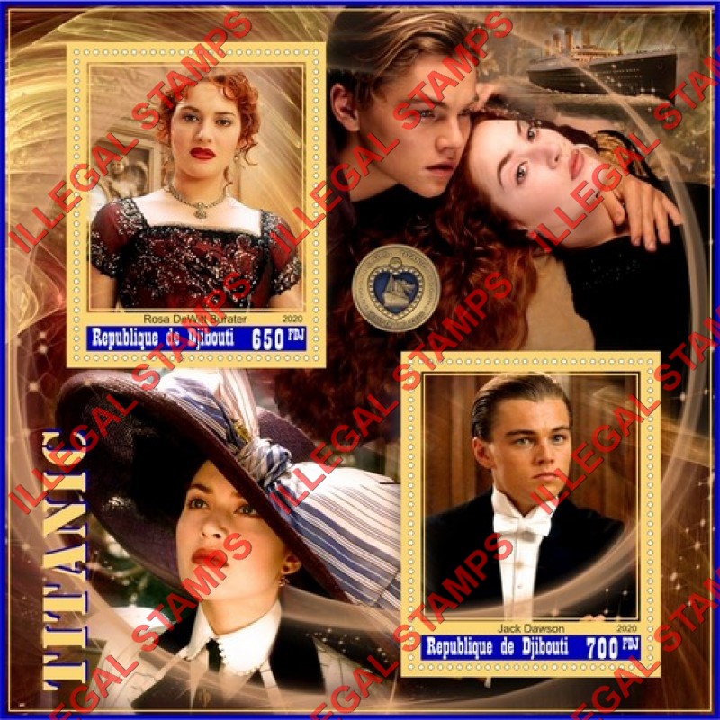 Djibouti 2020 Titanic the Movie Illegal Stamp Souvenir Sheet of 2