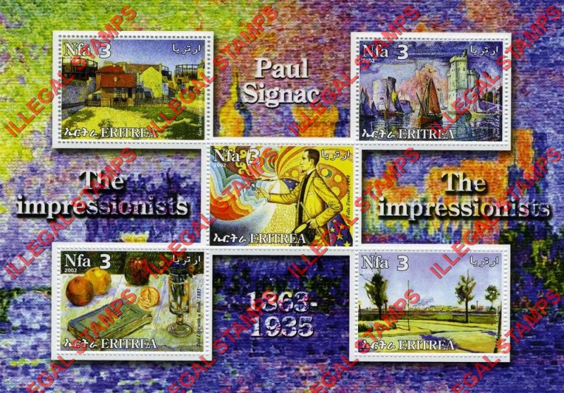 Eritrea 2002 Impressionists Paintings Paul Signac Counterfeit Illegal Stamp Souvenir Sheet of 5 Eritrea 2002 Impressionists Paintings Paul Signac Counterfeit Illegal Stamp Souvenir Sheet of 5