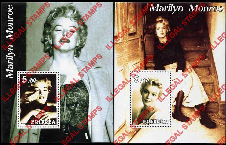 Eritrea 2002 Marilyn Monroe Counterfeit Illegal Stamp Souvenir Sheets of 1 Eritrea 2002 Marilyn Monroe Counterfeit Illegal Stamp Souvenir Sheets of 1