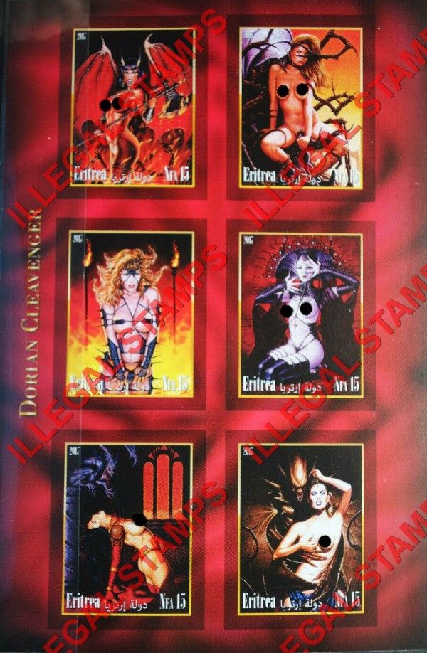 Eritrea 2017 Fantasy Art by Dorian Cleavenger Counterfeit Illegal Stamp Souvenir Sheet of 6 (Sheet 1)