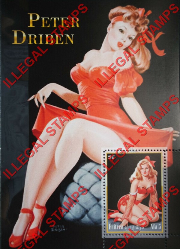 Eritrea 2017 Pin Up Art by Peter Driben Counterfeit Illegal Stamp Souvenir Sheet of 1