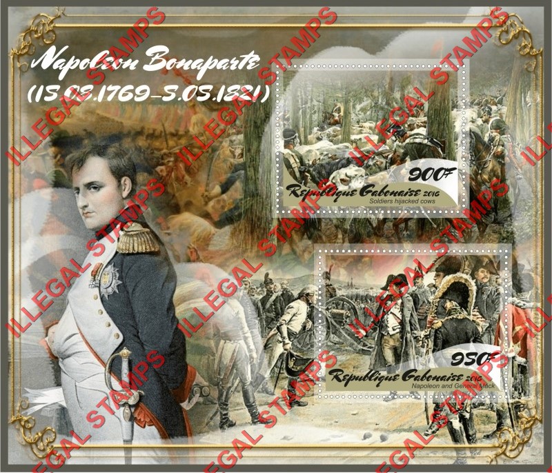 Gabon 2016 Napoleon Bonaparte (different) Illegal Stamp Souvenir Sheet of 2