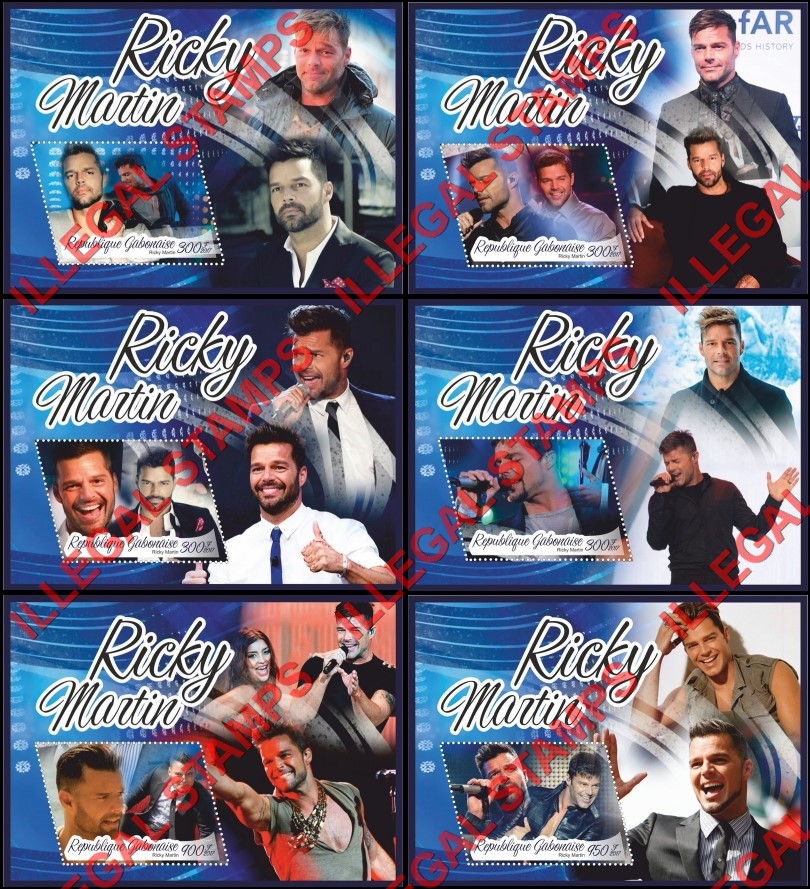 Gabon 2017 Ricky Martin Illegal Stamp Souvenir Sheets of 1