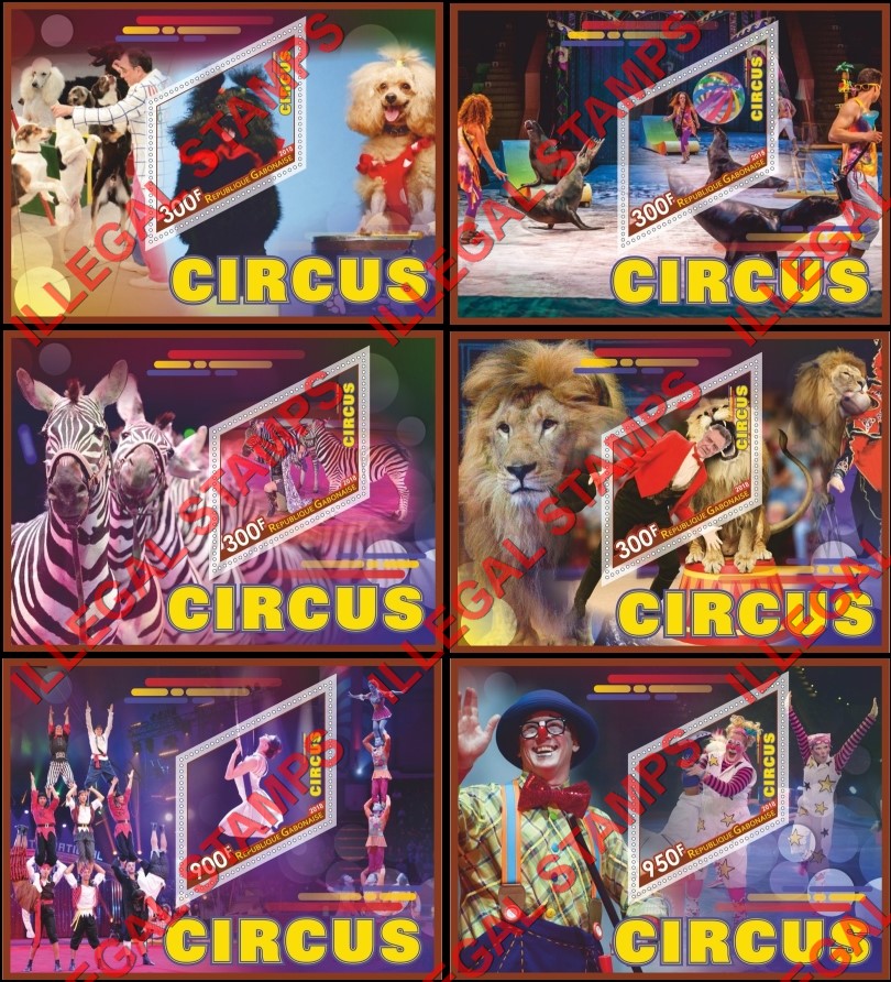 Gabon 2018 Circus Illegal Stamp Souvenir Sheets of 1