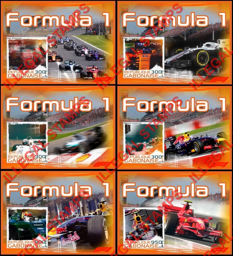 Gabon 2018 Formula I Drivers Illegal Stamp Souvenir Sheets of 1