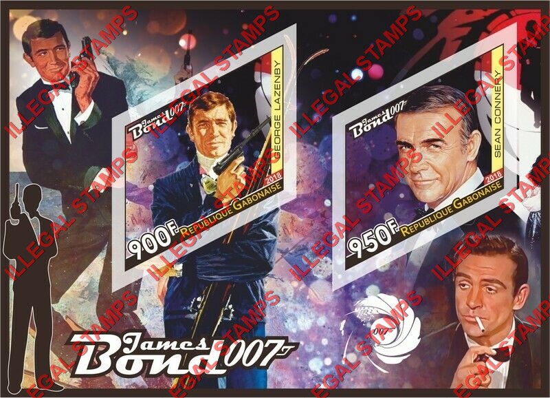 Gabon 2018 James Bond Illegal Stamp Souvenir Sheet of 2