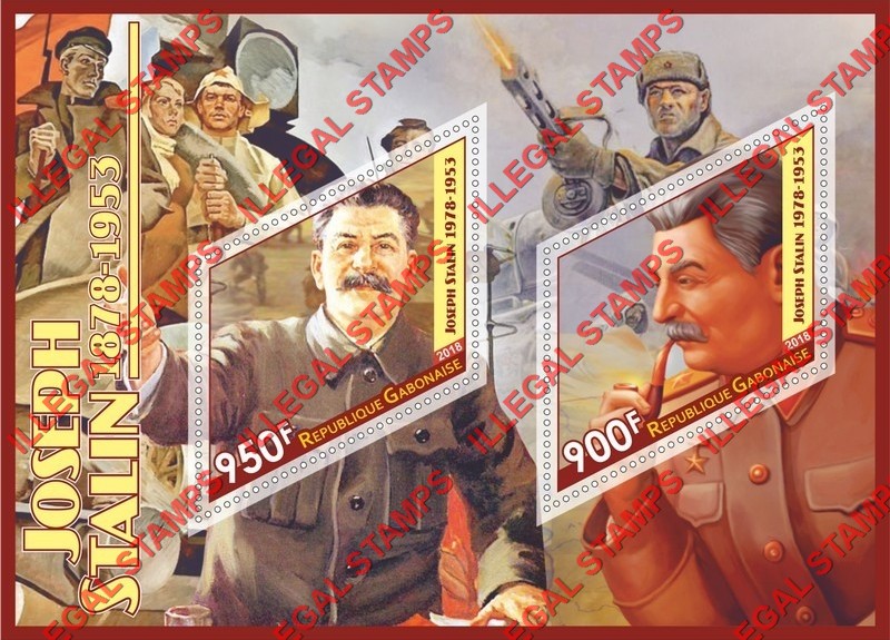 Gabon 2018 Joseph Stalin Illegal Stamp Souvenir Sheet of 2