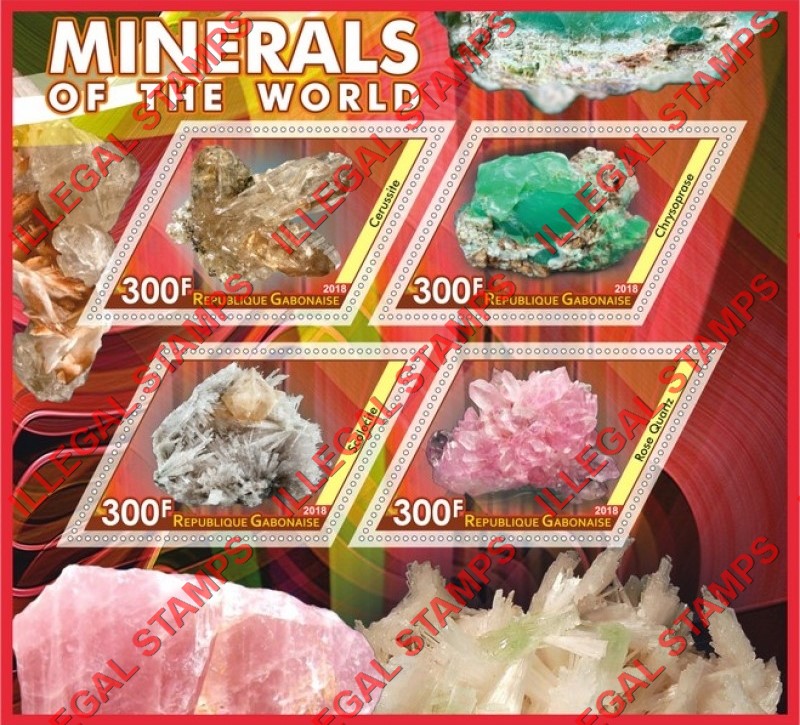 Gabon 2018 Minerals Illegal Stamp Souvenir Sheet of 4