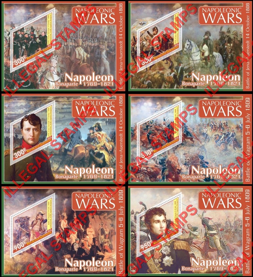 Gabon 2018 Napoleonic Wars Illegal Stamp Souvenir Sheets of 1