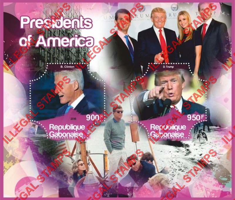 Gabon 2018 Presidents of America Illegal Stamp Souvenir Sheet of 2