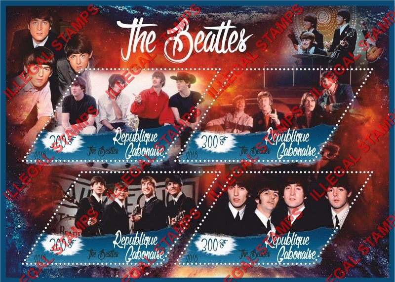 Gabon 2018 The Beatles Illegal Stamp Souvenir Sheet of 4