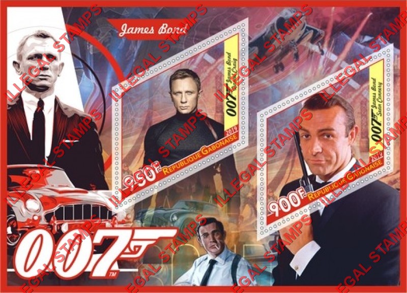 Gabon 2019 James Bond Illegal Stamp Souvenir Sheet of 2