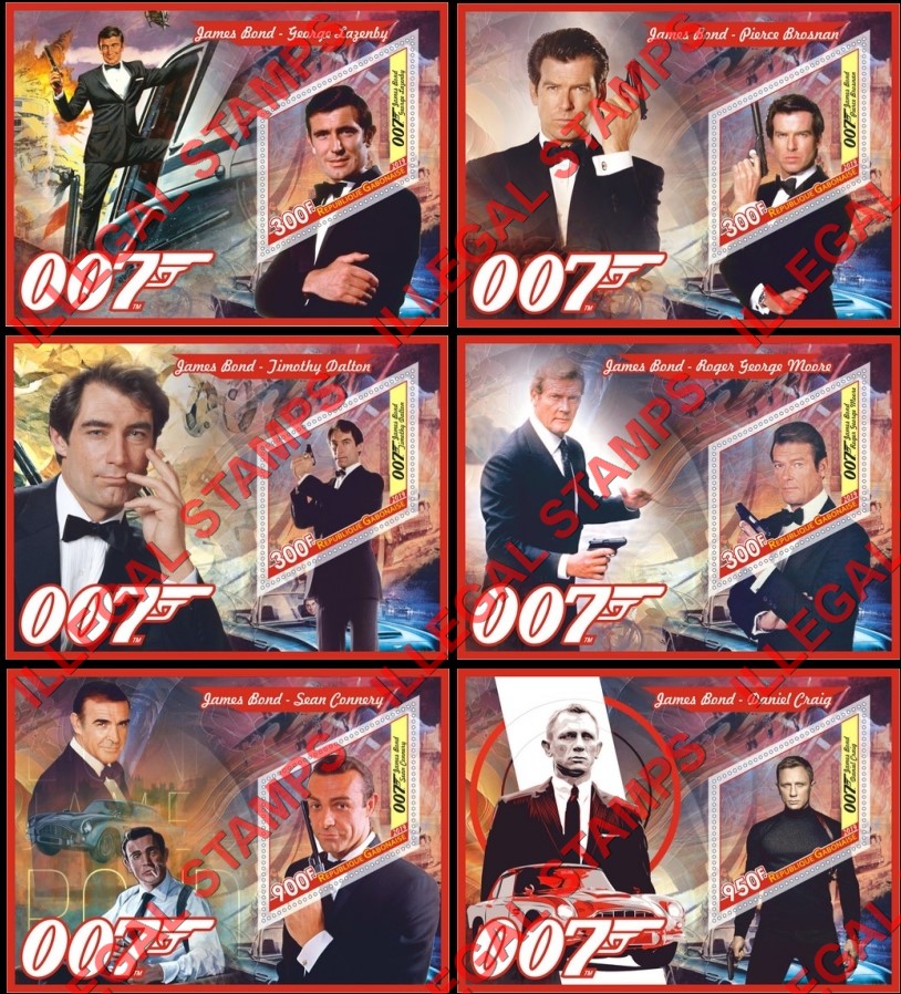 Gabon 2019 James Bond Illegal Stamp Souvenir Sheets of 1