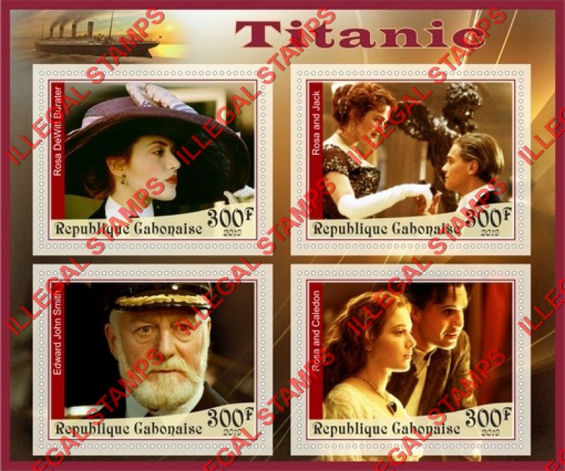 Gabon 2019 Titanic Movie Illegal Stamp Souvenir Sheet of 4