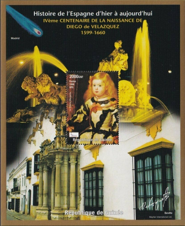 Guinea Republic 1998 Paintings by Diego de Velazquez Stamp Souvenir Sheet of 1 Michel Catalog No. BL527