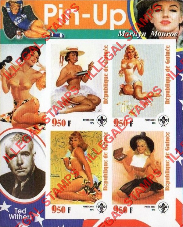 Guinea Republic 2003 Pin-Up Illegal Stamp Souvenir Sheet of 4 (Sheet 3)