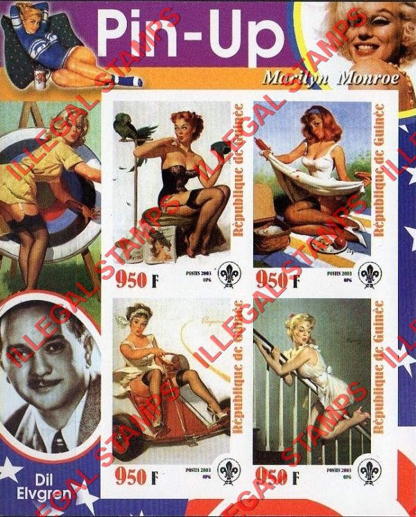 Guinea Republic 2003 Pin-Up Illegal Stamp Souvenir Sheet of 4 (Sheet 5)