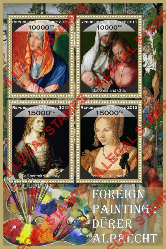 Guinea Republic 2015 Paintings by Albrecht Durer Illegal Stamp Souvenir Sheet of 4