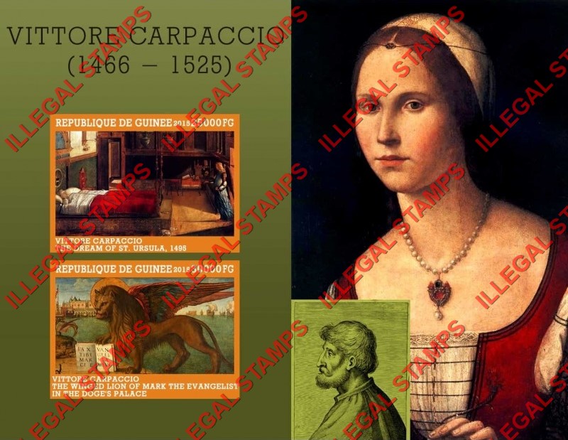 Guinea Republic 2015 Paintings by Vittore Carpaccio Illegal Stamp Souvenir Sheet of 2