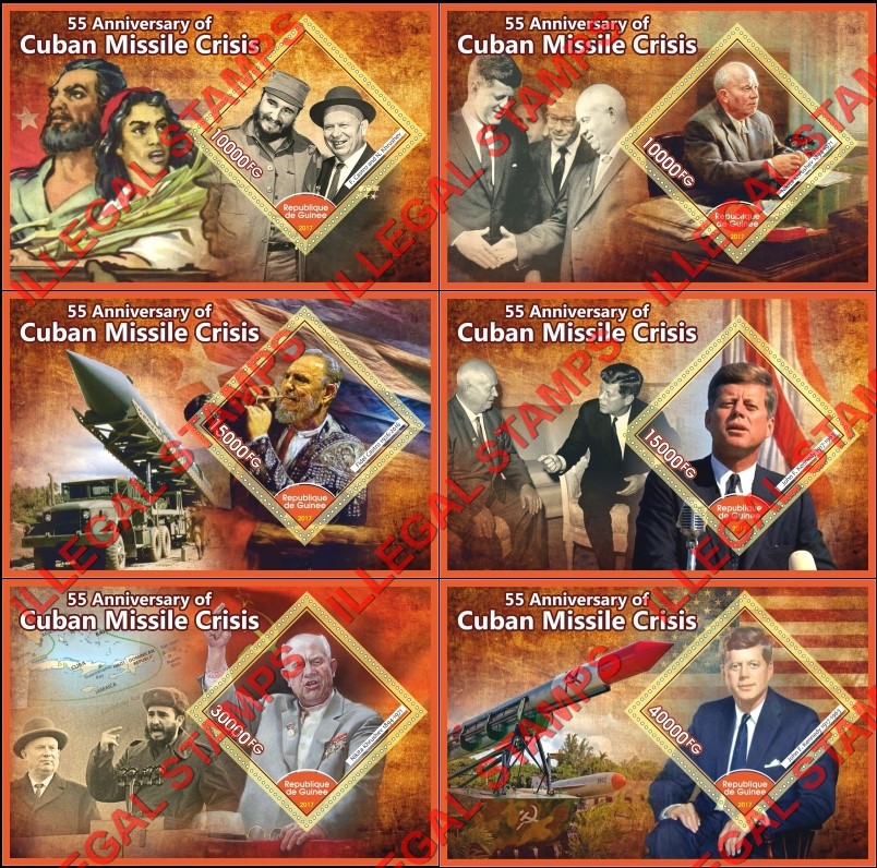 Guinea Republic 2017 Cuban Missile Crisis Illegal Stamp Souvenir Sheets of 1