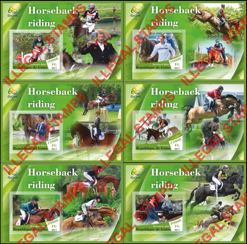 Guinea Republic 2017 Horseback Riding Illegal Stamp Souvenir Sheets of 1