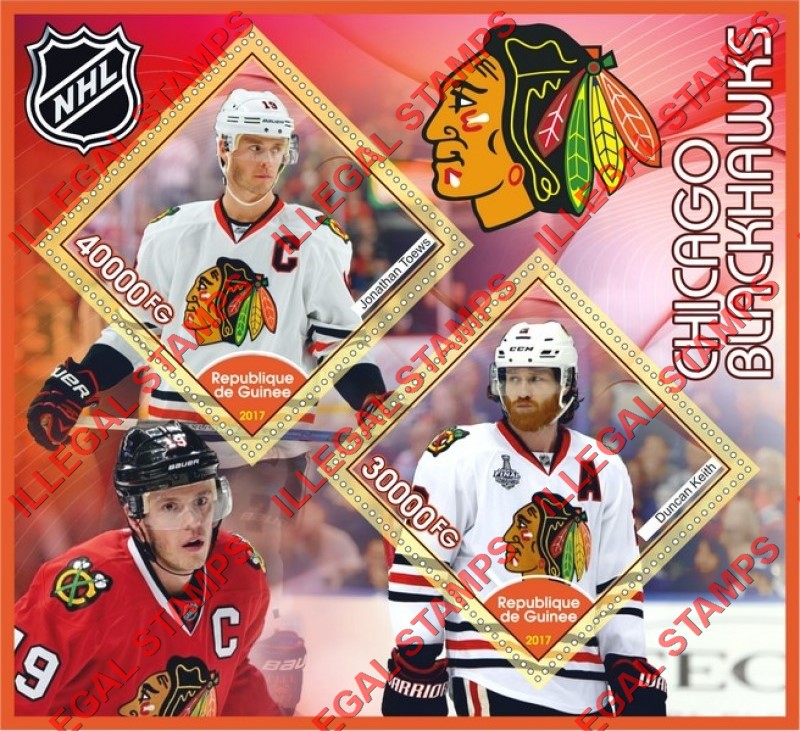 Guinea Republic 2017 Ice Hockey Chicago Blackhawks Illegal Stamp Souvenir Sheet of 2