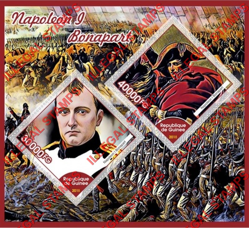 Guinea Republic 2018 Napoleon Bonaparte Illegal Stamp Souvenir Sheet of 2